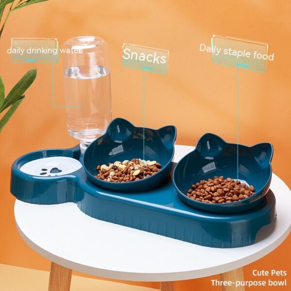 Plastic Double Bowl Anti Roll Pet Products For Cats - Image 7