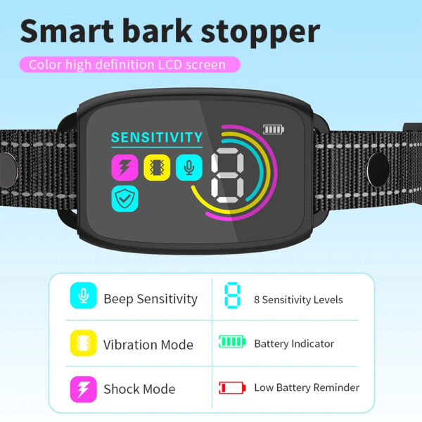 Smart Automatic Anti Barking Dog Collar Rechargeable Bark Stopper Stop Barking HD Digital Display IP67 Waterproof Collar For Dogs Pet Products - Image 2